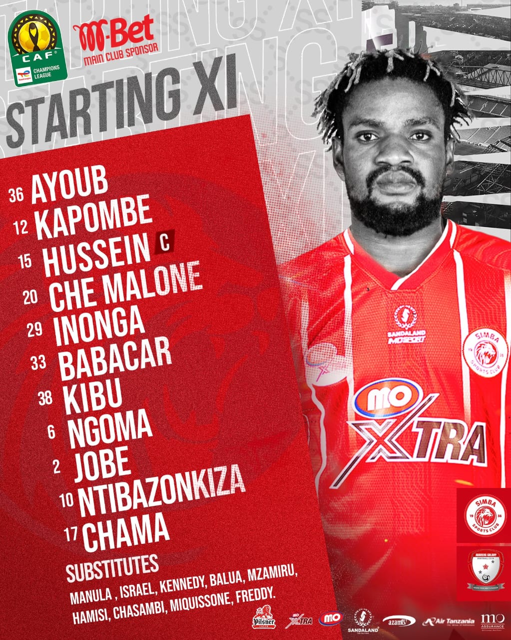 LDC CAF Simba SC Vs Jwaneng Galaxy FC Les Compositions Officielles